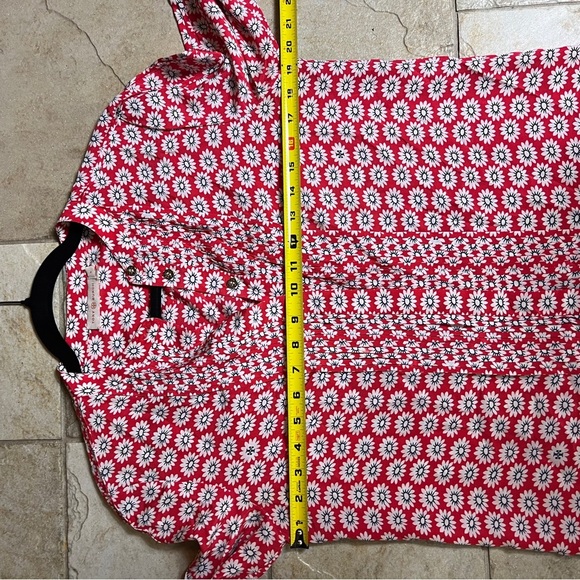 Tory Burch Cora Silk Dress 6 Nantucket Red Primrose Floral Boho Resort Designer - Picture 5 of 12